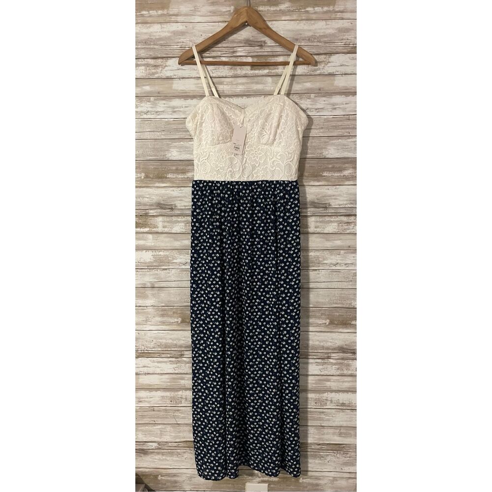 Candies Women’s Maxi Fairy Floral Crochet Lace Spaghetti Strap Dress NWT Large